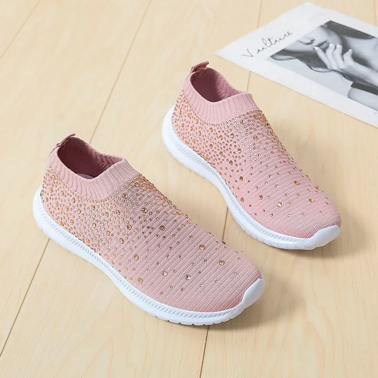 Damen Sneaker mit funkelnden Strass-Akzenten und elastischem Strickoberteil Heidi Mode - Image 4