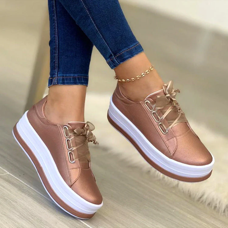 Damen Sneaker mit Modischem Plateau und Glänzendem Obermaterial Heidi-Mode - Image 3