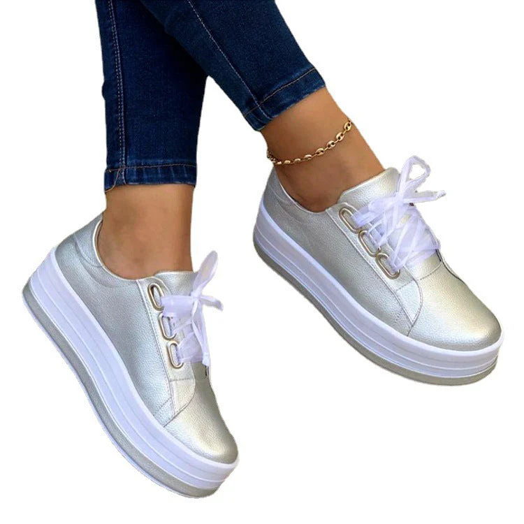 Damen Sneaker mit Modischem Plateau und Glänzendem Obermaterial Heidi-Mode - Image 5