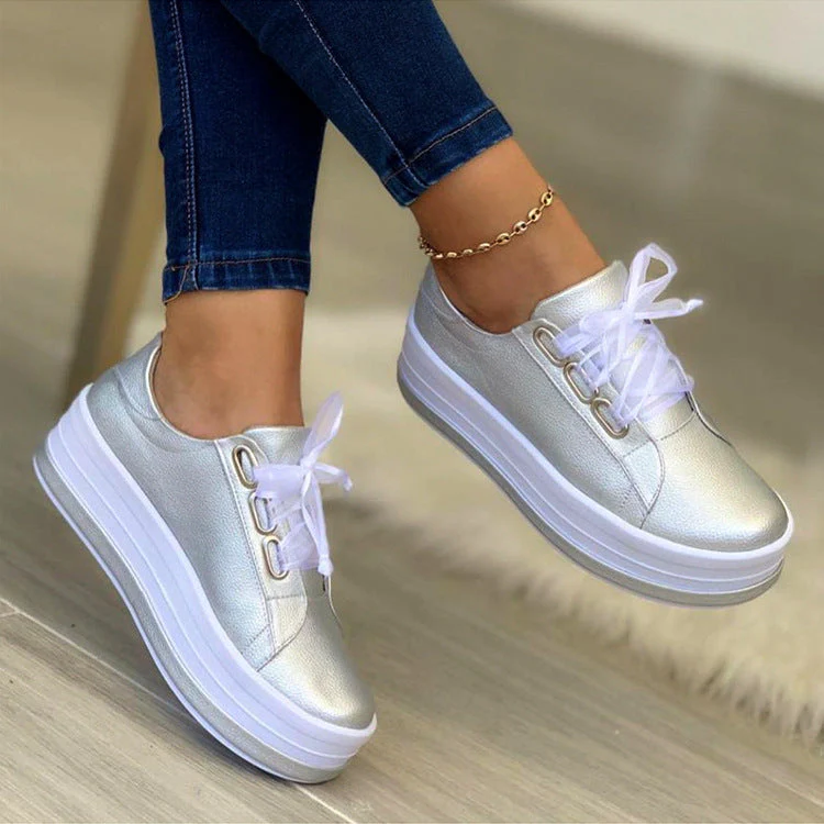 Damen Sneaker mit Modischem Plateau und Glänzendem Obermaterial Heidi-Mode - Image 6