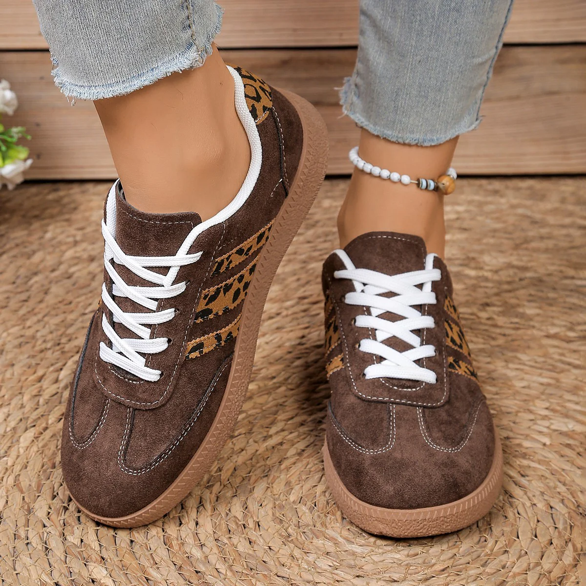 Damen Sneakers im modischen Leo-Design mit weicher Sohle Heidi Mode