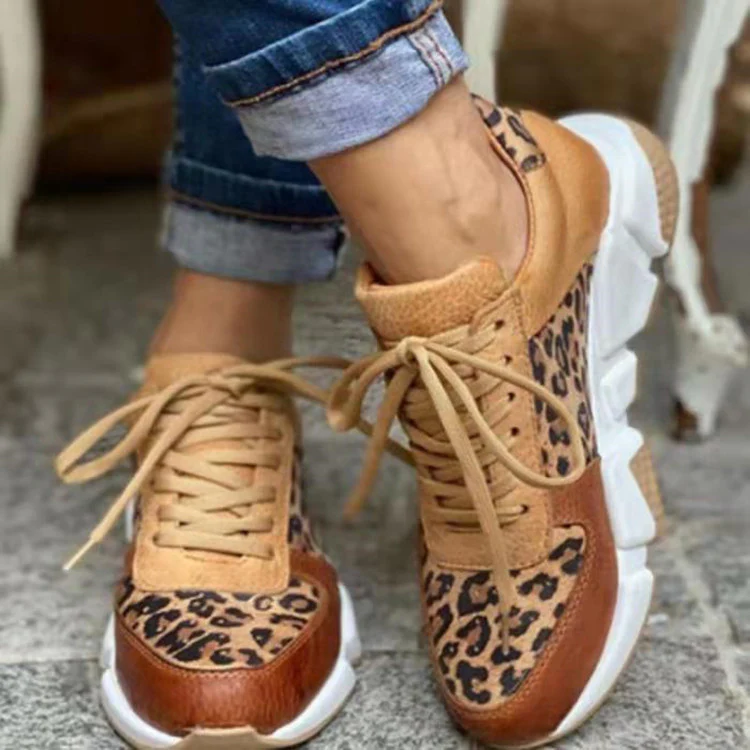 Damen Sneakers im modischen Leoparden-Design mit atmungsaktiver Oberflächenstruktur Heidi Mode