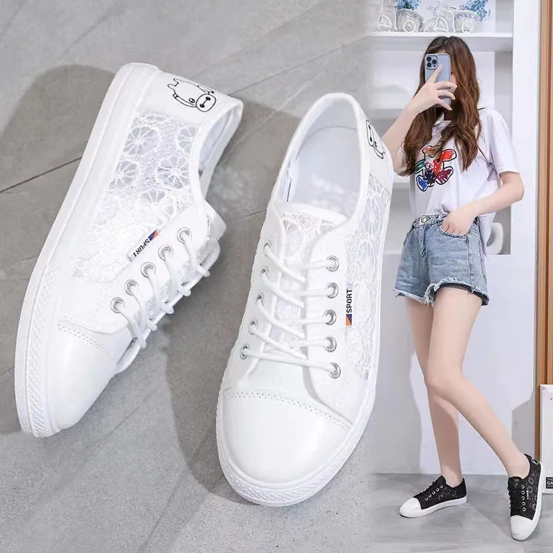 Damen Sneakers mit eleganter Häkeloptik und bequemem Innenfutter Heidi Mode