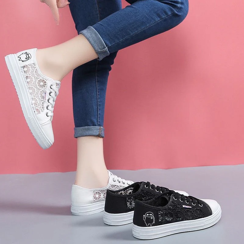 Damen Sneakers mit eleganter Häkeloptik und bequemem Innenfutter Heidi Mode - Image 3