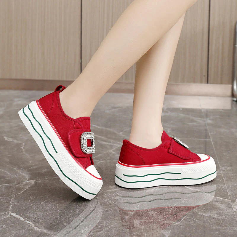 Damen Sneakers mit funkelndem Schnallen-Design und hoher Plattform Heidi Mode - Image 3