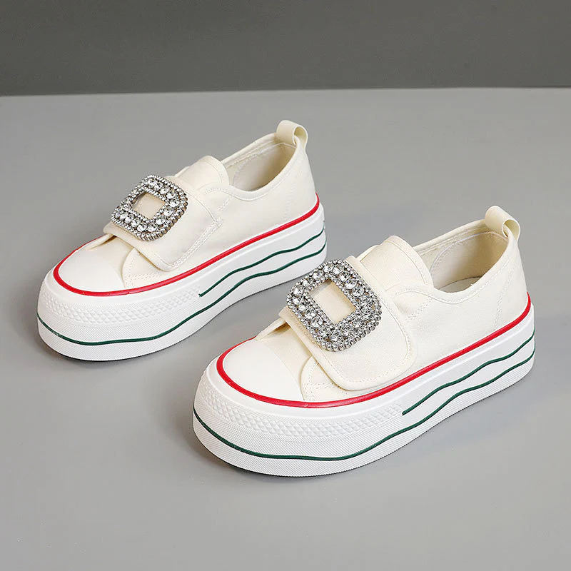 Damen Sneakers mit funkelndem Schnallen-Design und hoher Plattform Heidi Mode - Image 6