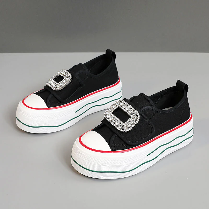 Damen Sneakers mit funkelndem Schnallen-Design und hoher Plattform Heidi Mode - Image 8
