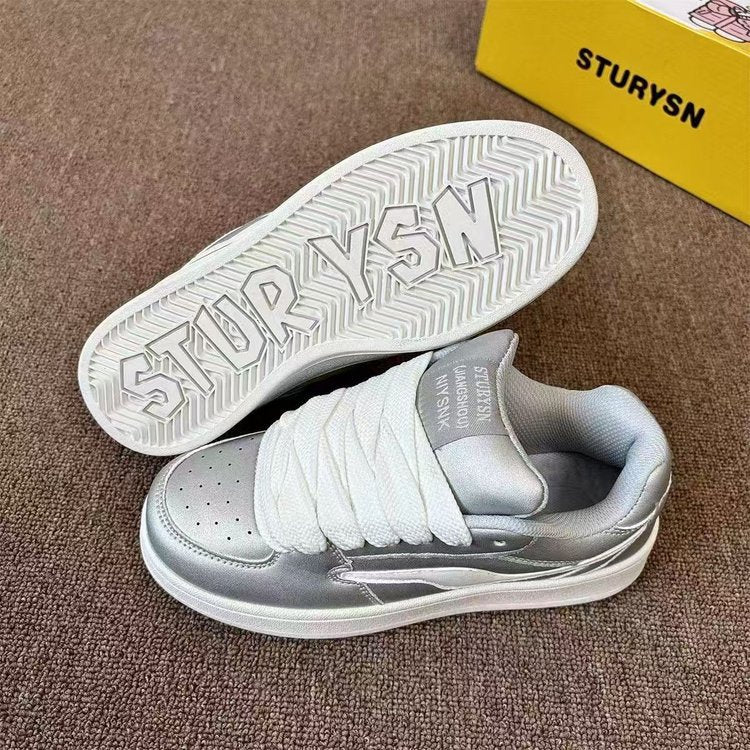 Damen Sneakers mit glänzendem Obermaterial und bequemer Schnürung Heidi Mode - Image 5