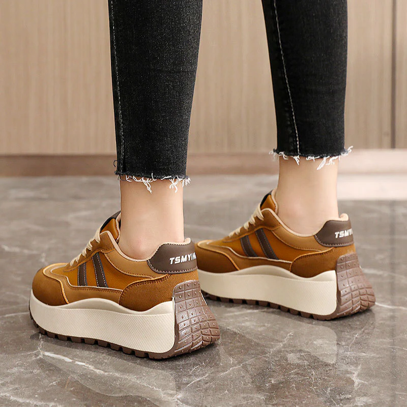 Damen Sneakers mit hohem Plateau und atmungsaktivem Obermaterial Heidi Mode