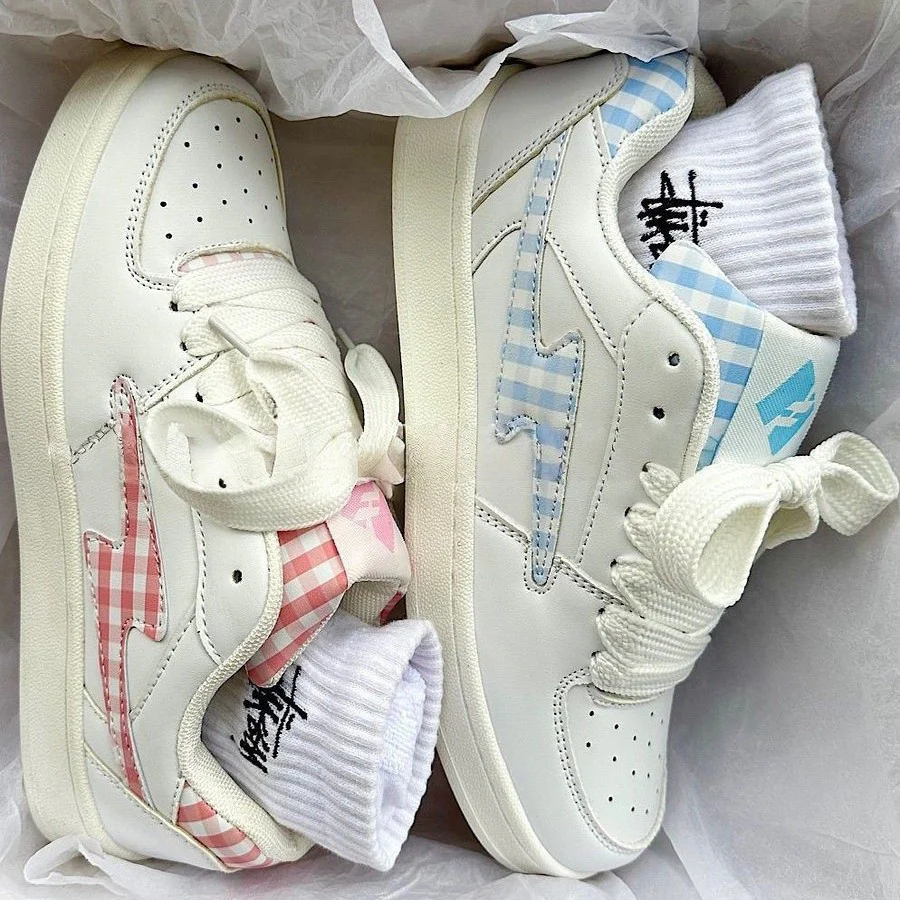 Damen Sneakers mit karierter Applikation und bequemer Dämpfung Heidi Mode - Image 2