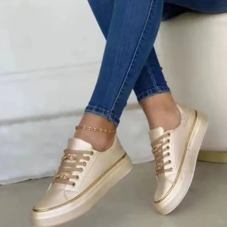 Damen Sneakers mit Modischem Satin-Obermaterial und Eleganten Goldakzenten Heidi-Mode - Image 4