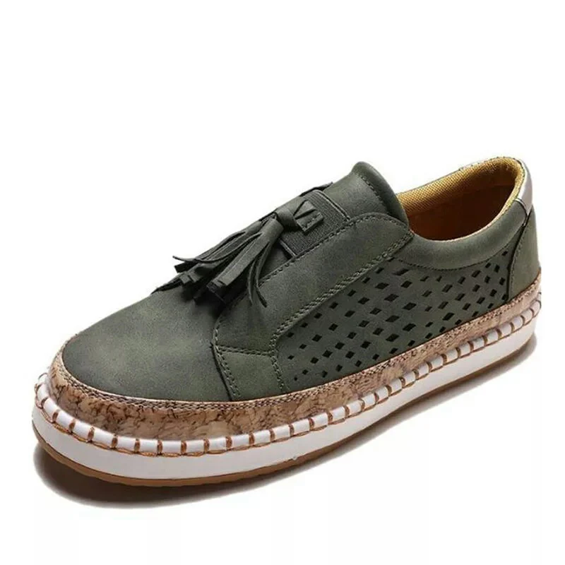 Damen Sneakers mit perforierter Oberfläche und dekorativen Quasten Heidi Mode - Image 5