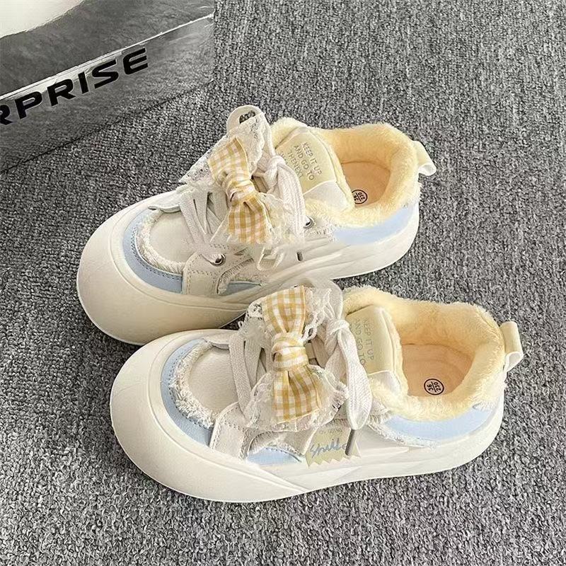Damen Sneakers mit verspieltem Gingham-Band und kuscheligem Innenfutter Heidi Mode