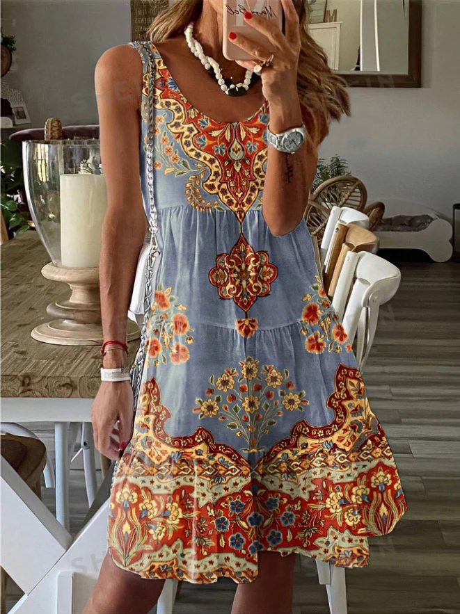 Damen Sommerkleid mit floralem Druck und fließendem Schnitt Heidi-Mode - Image 6