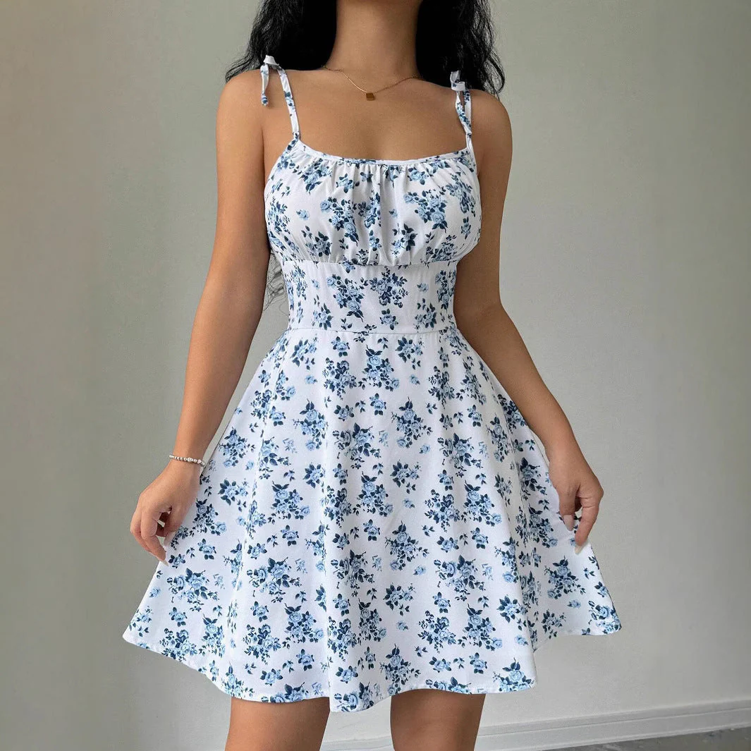 Damen Sommerkleid mit Verstellbaren Spaghetti-Trägern und Floralen Akzenten Heidi-Mode - Image 2