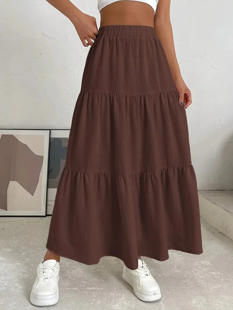 Damen Sommerlicher Stufenrock mit elastischem Bund und fließendem Schnitt Heidi-Mode - Image 9