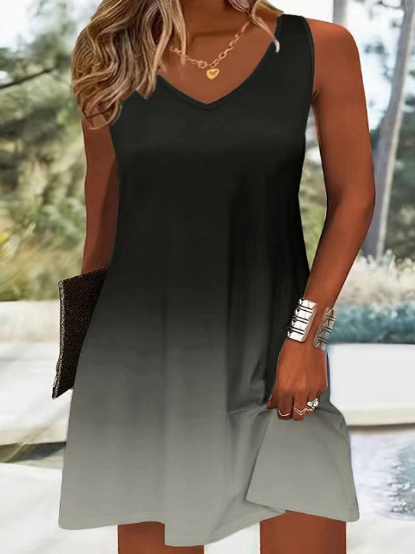 Damen Sommerliches V-Ausschnitt Kleid Im Modischen Ombre-Design Heidi-Mode - Image 6