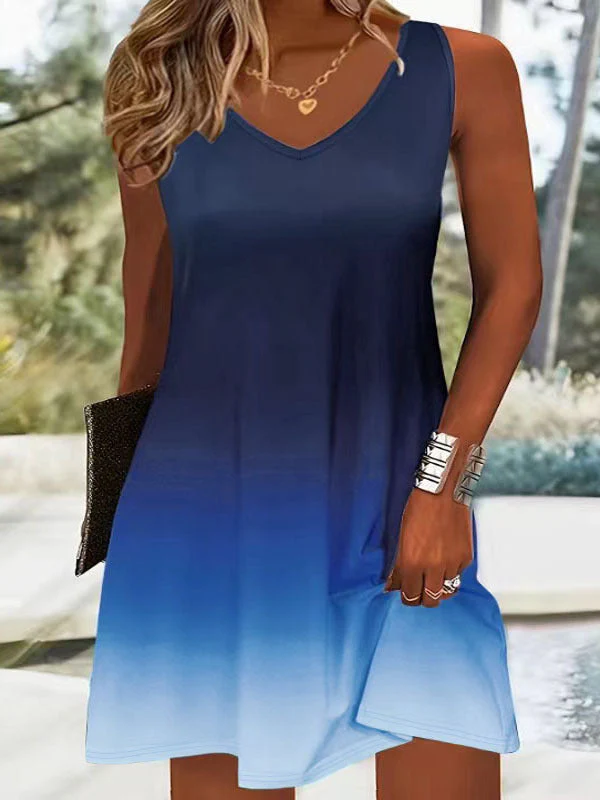 Damen Sommerliches V-Ausschnitt Kleid Im Modischen Ombre-Design Heidi-Mode - Image 7