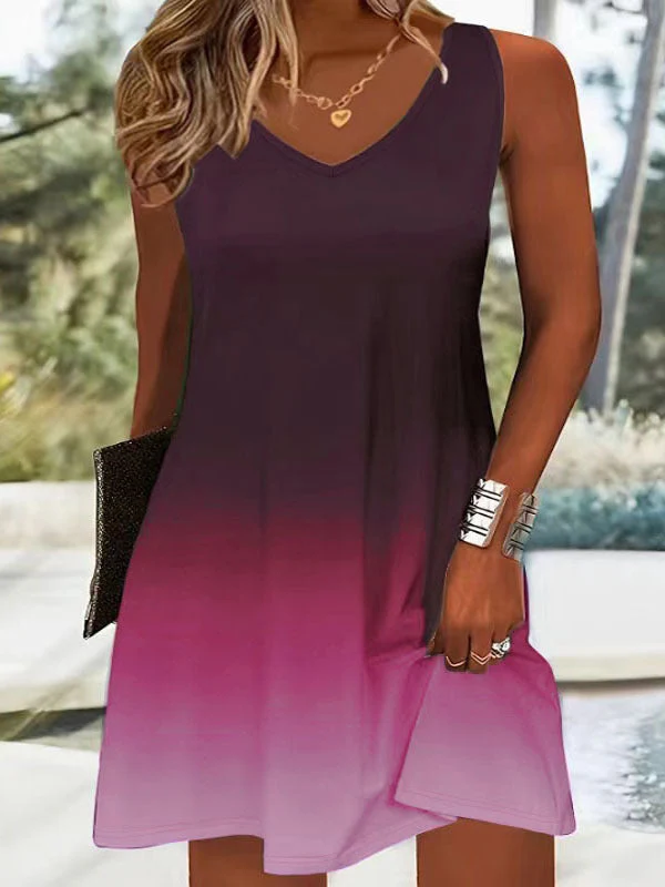 Damen Sommerliches V-Ausschnitt Kleid Im Modischen Ombre-Design Heidi-Mode - Image 8