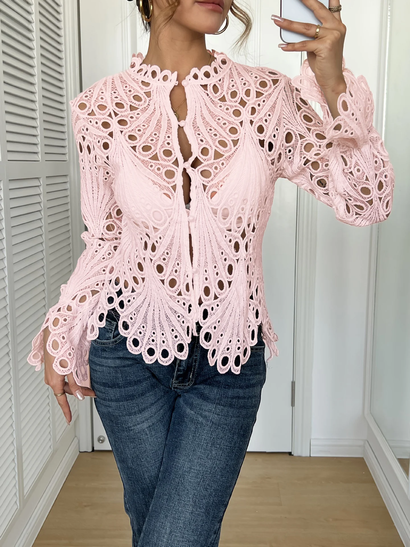 Damen Spitze Bluse mit eleganten Cut-Outs und figurschmeichelndem Design Heidi-Mode - Image 8