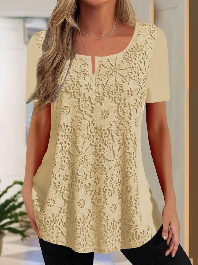 Damen Spitzenbluse mit floralem Design und Kurzarm Heidi-Mode - Image 5