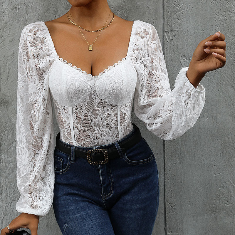 Damen Spitzenbody mit Romantischem Design und Elegantem V-Ausschnitt Heidi-Mode - Image 2