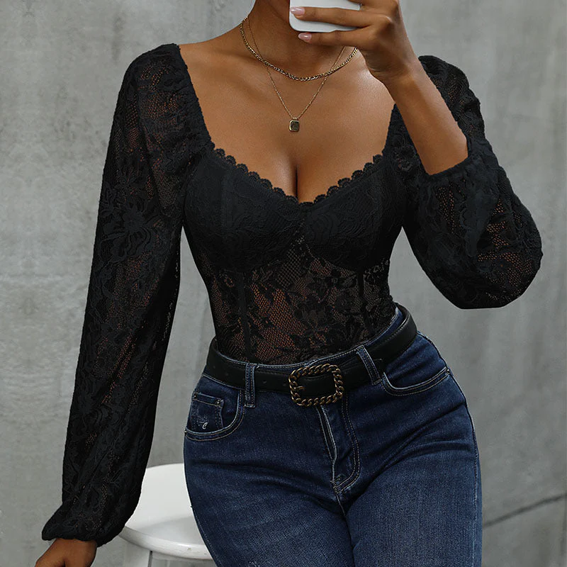 Damen Spitzenbody mit Romantischem Design und Elegantem V-Ausschnitt Heidi-Mode - Image 3