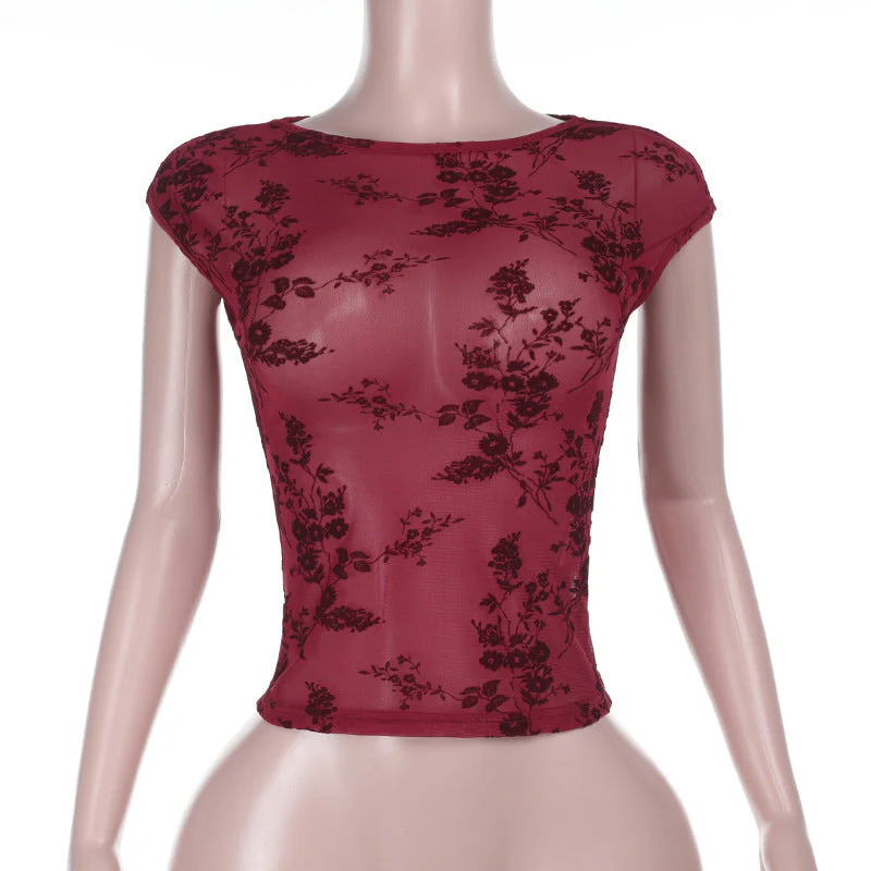 Damen Spitzenoberteil mit Floralem Muster und Transparenter Gestaltung Heidi-Mode - Image 6