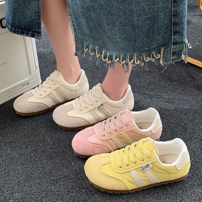 Damen sportive Retro-Sneaker mit hochwertigem Leder von Heidi Mode