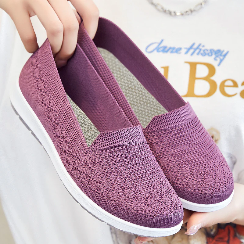 Damen sportive Slip-On Sneakers mit atmungsaktivem Strickoberteil Heidi Mode