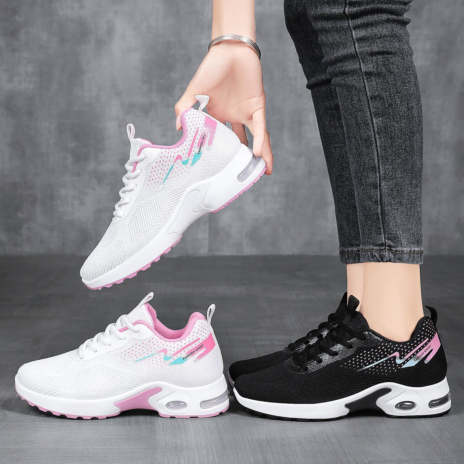 Damen Sportliche Air Cushion Sneakers mit atmungsaktivem Obermaterial und rutschfester Sohle Heidi Mode - Image 3