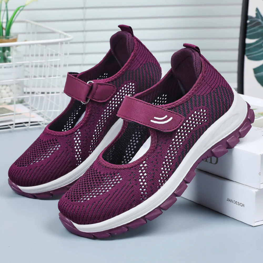 Damen Sportliche Ballerinas mit Klettverschluss und atmungsaktivem Obermaterial Heidi Mode - Image 3