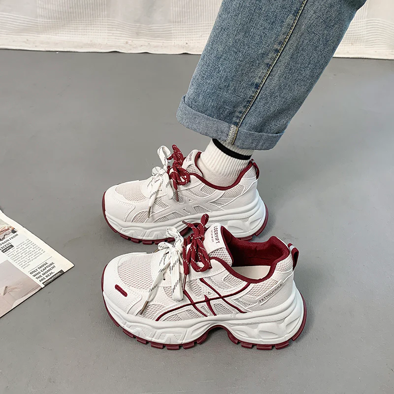 Damen Sportliche Chunky Sneakers mit atmungsaktivem Mesh-Obermaterial und rutschfestem Profil Heidi Mode