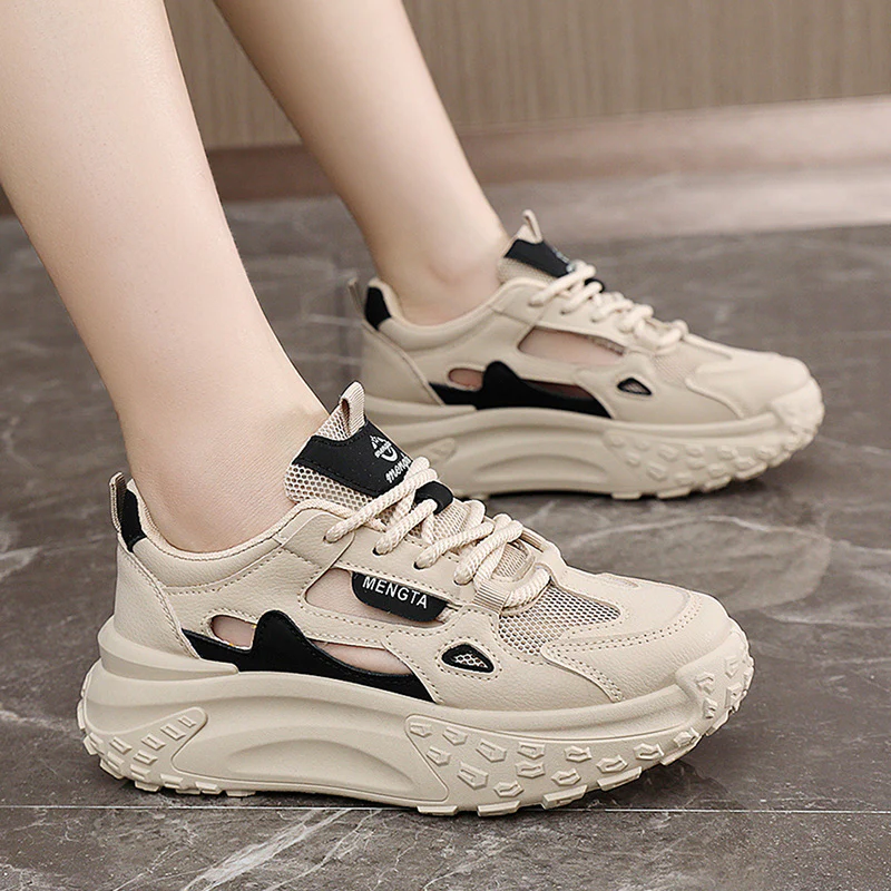 Damen sportliche Chunky Sneakers mit atmungsaktiven Netzeinsätzen und dämpfender Sohle Heidi Mode - Image 4