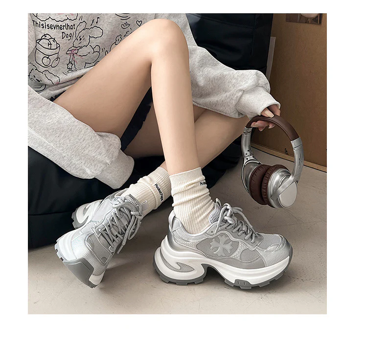Damen Sportliche Chunky Sneakers mit atmungsaktiver Mesh-Oberfläche Heidi Mode - Image 7