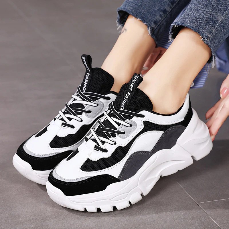 Damen Sportliche Chunky Sneakers mit atmungsaktiver Mesh-Oberfläche und dämpfender Sohle Heidi Mode