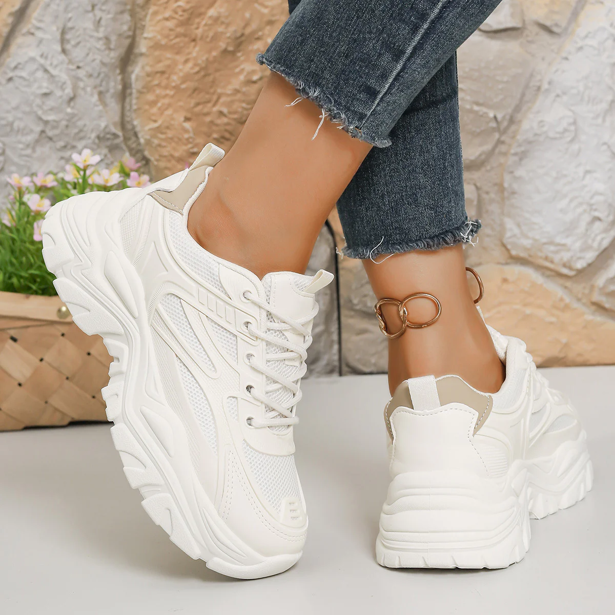 Damen Sportliche Chunky Sneakers mit atmungsaktiver Mesh-Oberfläche und flexibler Sohle Heidi Mode - Image 2