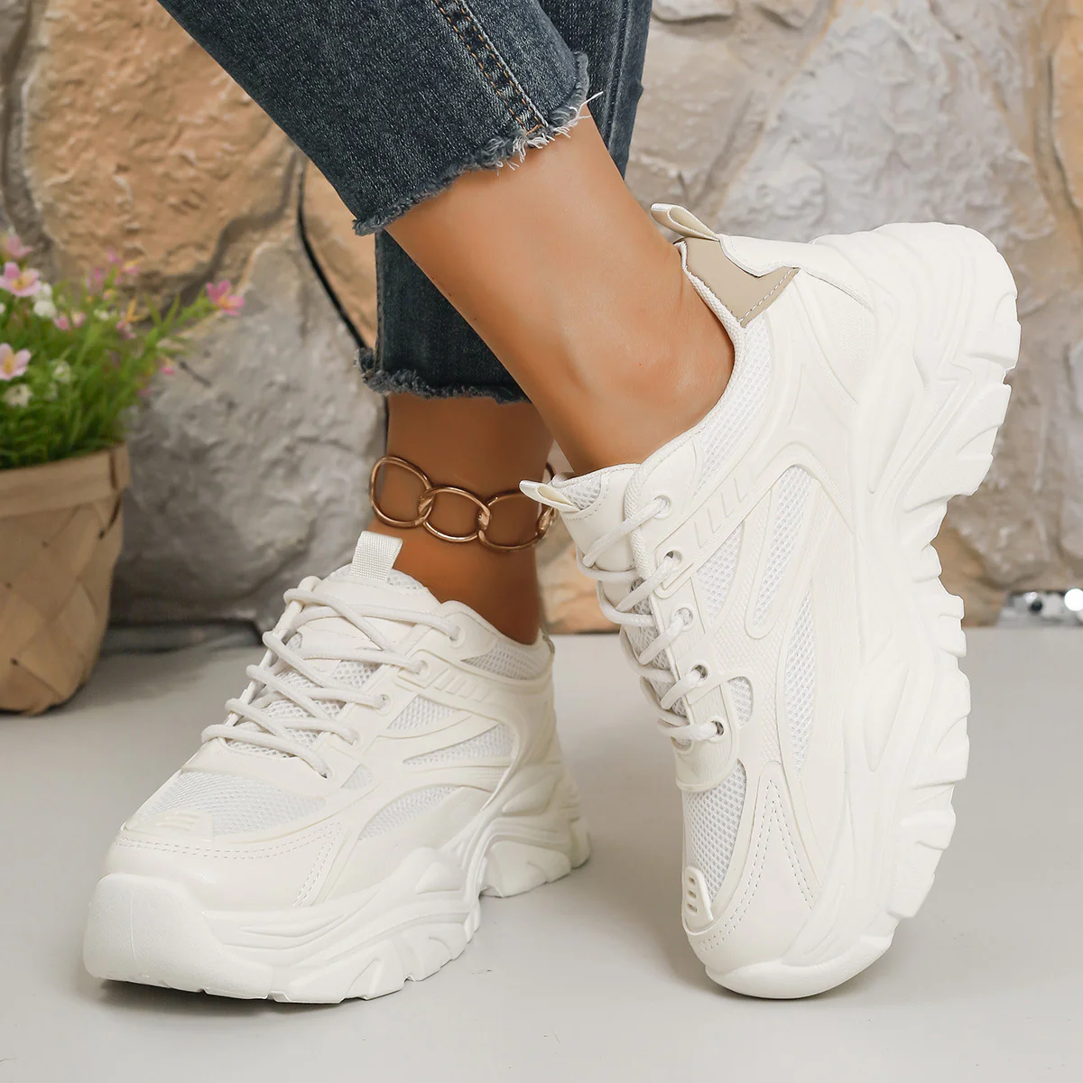 Damen Sportliche Chunky Sneakers mit atmungsaktiver Mesh-Oberfläche und flexibler Sohle Heidi Mode - Image 3