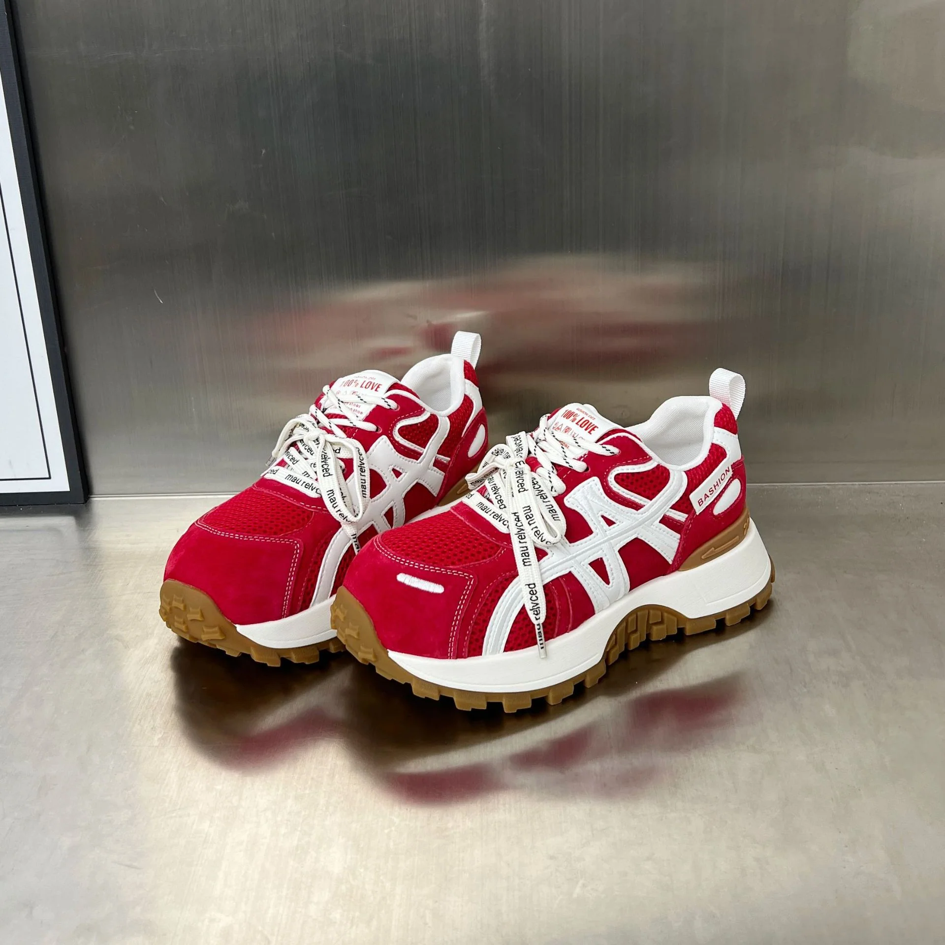 Damen Sportliche Chunky Sneakers mit atmungsaktiver Mesh-Oberfläche und rutschfester Sohle Heidi Mode