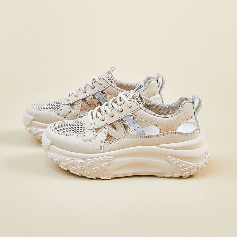 Damen Sportliche Chunky Sneakers mit atmungsaktiver Mesh-Oberfläche und rutschfester Sohle Heidi Mode