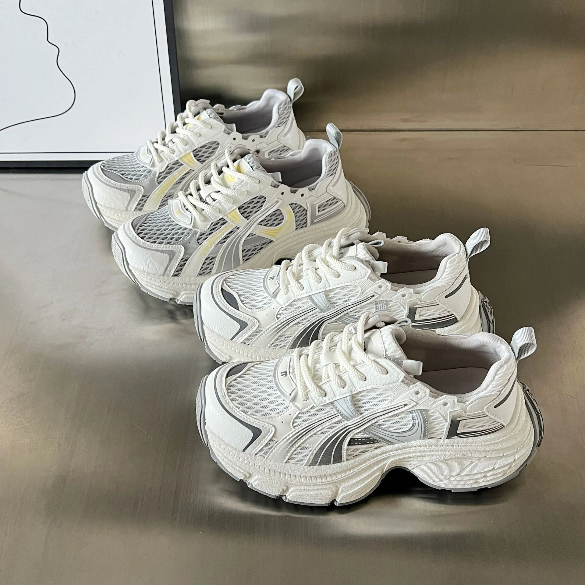 Damen Sportliche Chunky Sneakers mit atmungsaktiver Mesh-Oberfläche und stabiler Sohle Heidi Mode - Image 3