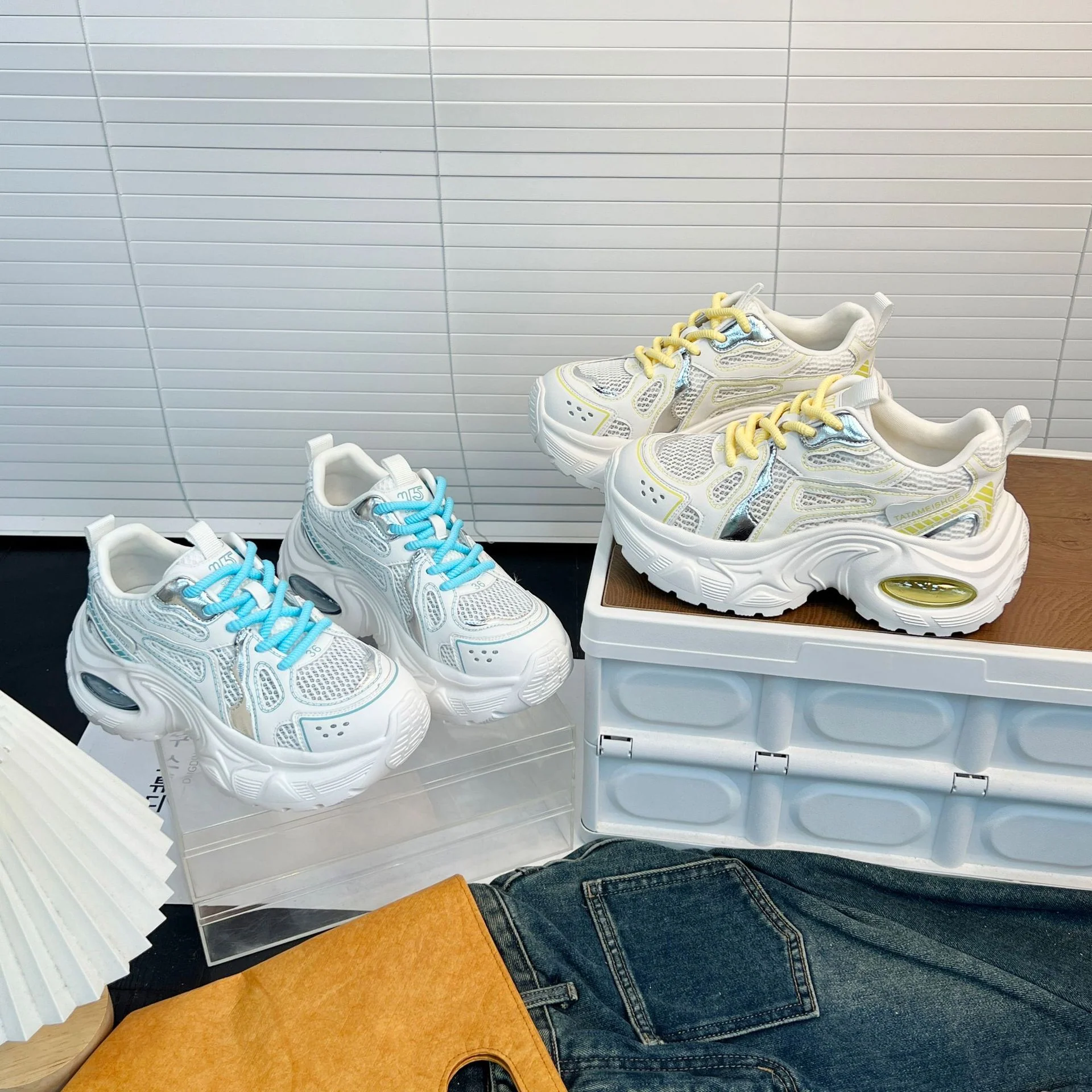 Damen Sportliche Chunky Sneakers mit atmungsaktiver Netzstruktur und dämpfendem Sohlenprofil Heidi Mode - Image 3