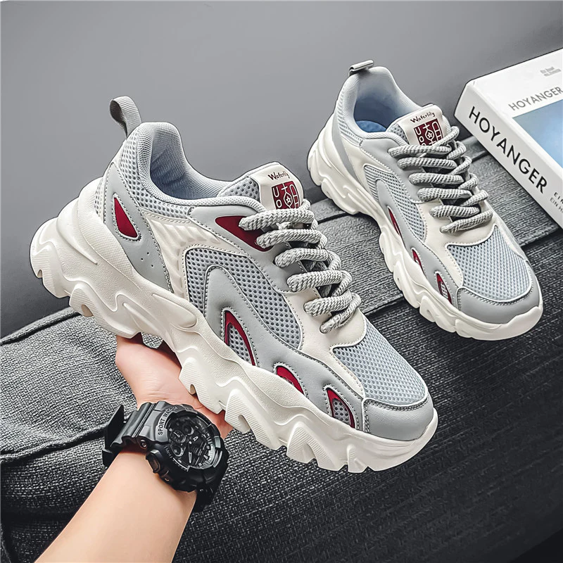 Damen Sportliche Chunky Sneakers mit atmungsaktiver Oberflächenstruktur Heidi Mode