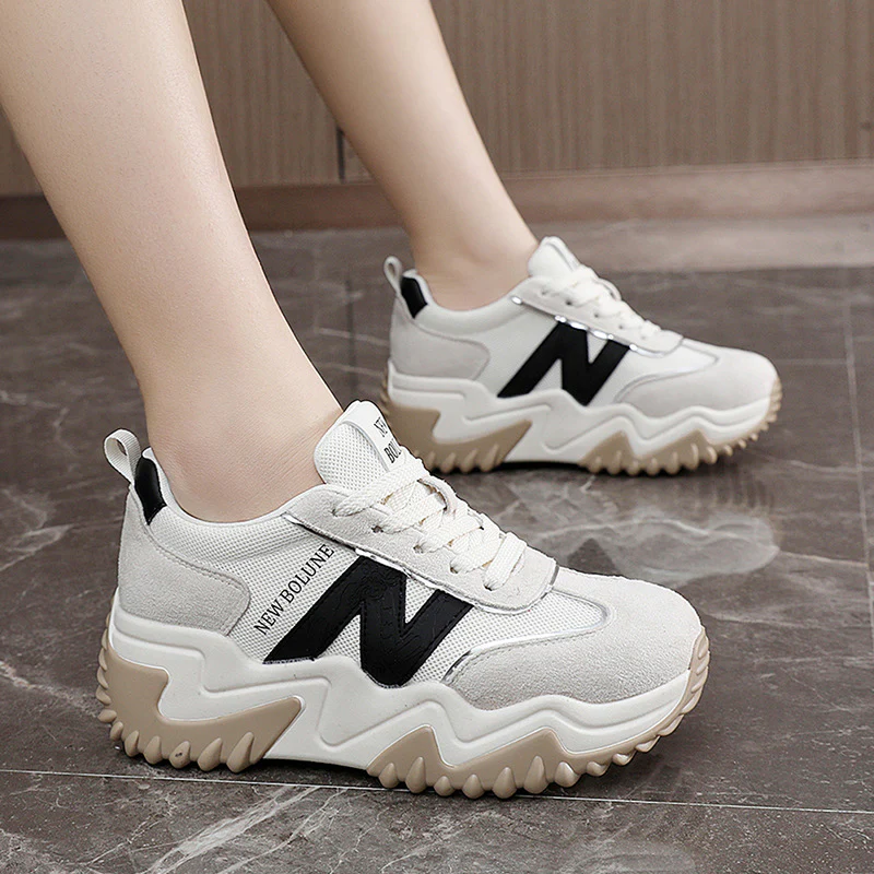 Damen Sportliche Chunky Sneakers mit ergonomischer Dämpfung und rutschfester Sohle Heidi Mode