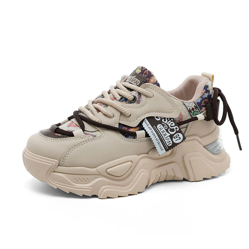 Damen Sportliche Chunky Sneakers mit exklusivem Mustermix und strapazierfähigem Obermaterial Heidi Mode