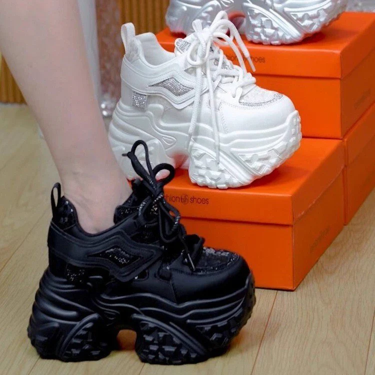 Damen Sportliche Chunky Sneakers mit funkelnden Akzenten Heidi Mode - Image 3