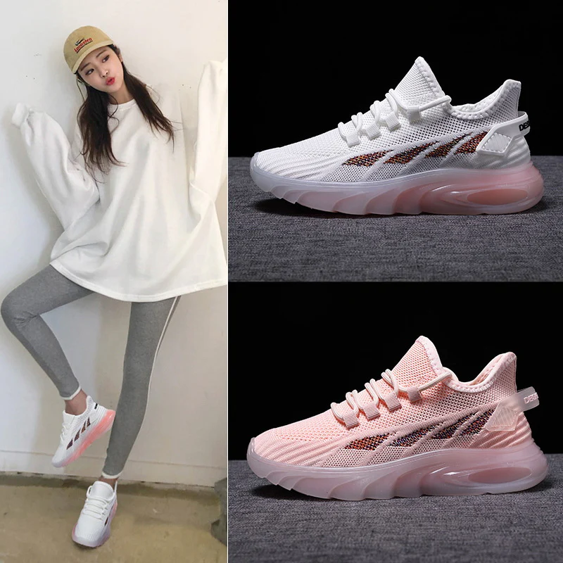 Damen Sportliche Freizeit Sneakers mit atmungsaktiver Mesh-Oberfläche und dämpfender Sohle Heidi Mode