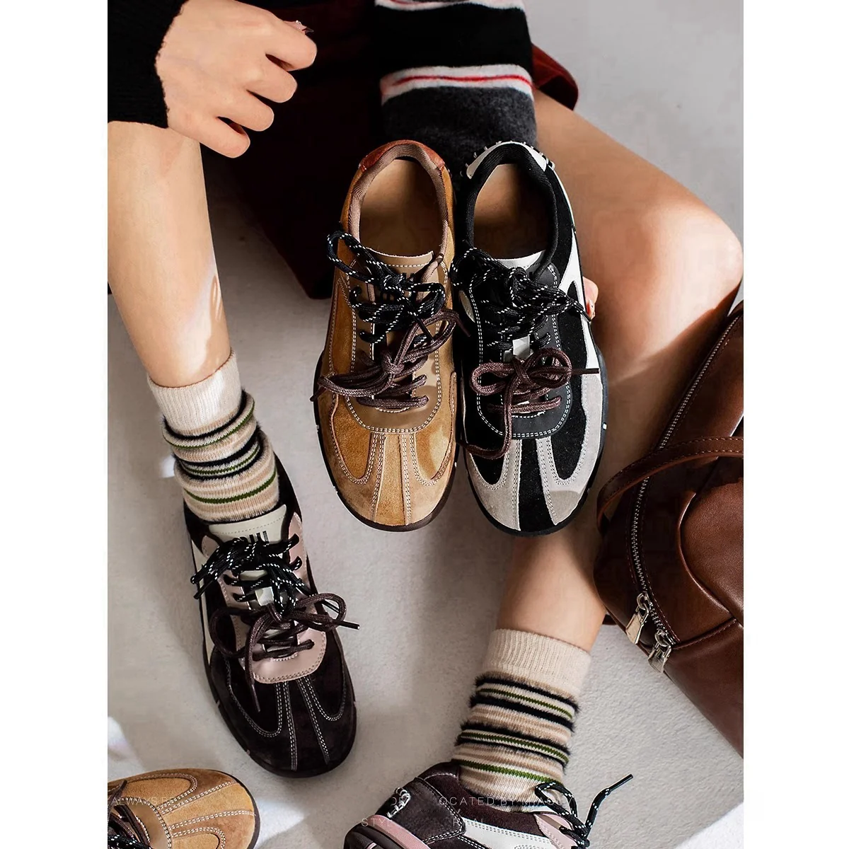 Damen Sportliche Freizeitsneakers mit robustem Profil und atmungsaktiver Obermaterialstruktur Heidi Mode