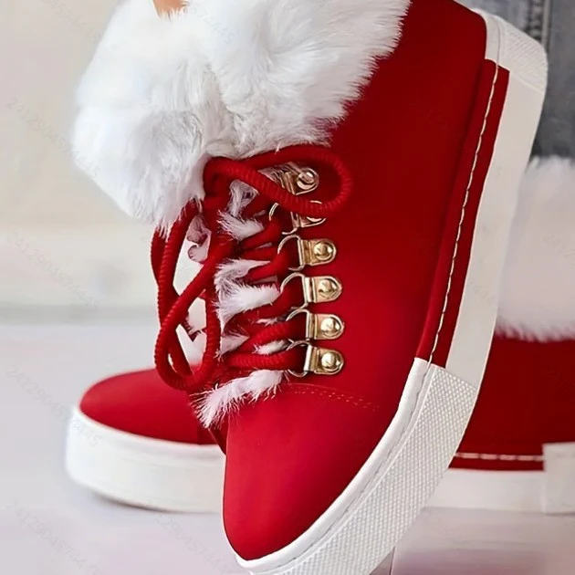 Damen Sportliche High-Top Sneaker mit flauschigem Kunstfellkragen Heidi Mode - Image 2