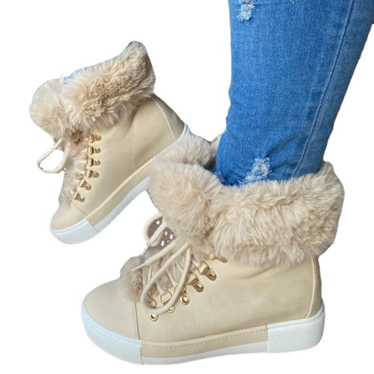 Damen Sportliche High-Top Sneaker mit flauschigem Kunstfellkragen Heidi Mode - Image 5